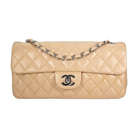 chanel east west flap beige|CHANEL Lambskin Quilted East West Accordion Flap Beige .